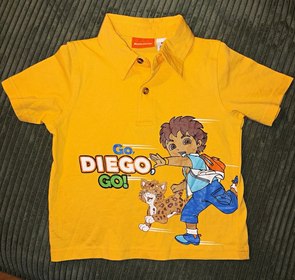 Nickelodeon Go, Diego, Go! Diego Boys 3T Yellow Cotton Graphic Polo Shirt